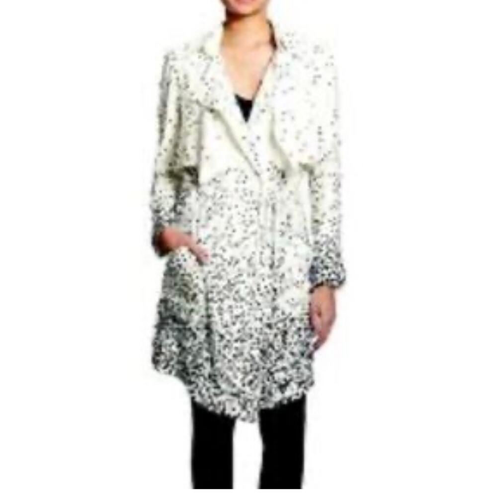 Haute Hippie NWT Ombre Dot Drape Front Trench Coat Size Large Waterfall